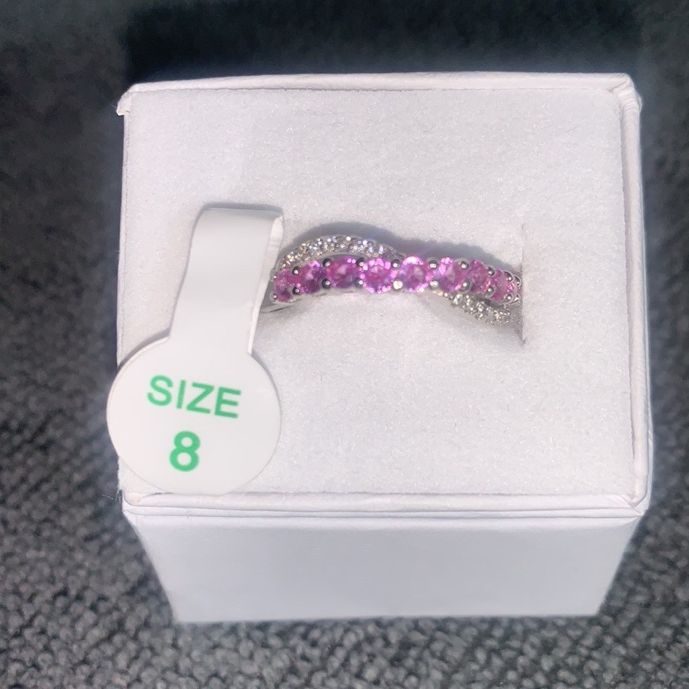 Bomb Party Ring: lab Created Rose Corundum .925 Solid Sterling Silver